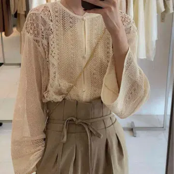 eaphi cotton lace patchwork blouse