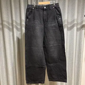 블랙 데님 와이드 팬츠 이지 팬츠 워크 밀리터리 사이즈 L