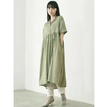 merryjenny floral 컬러 셔츠 원피스 그린 반팔