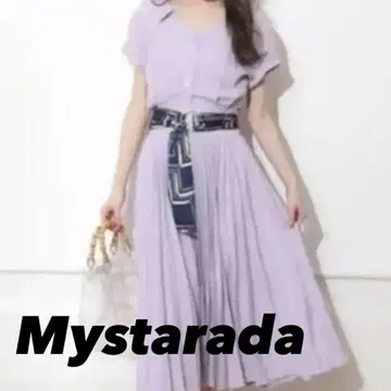 Mystarada 마이 스트라다 플리츠 셔츠 반팔 원피스 스카프 세트