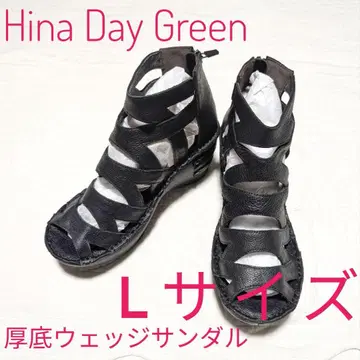 Hina Day Green 통굽 웨지 샌들 블랙 L 사이즈