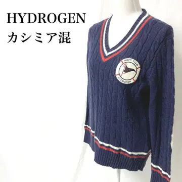 HYDROGEN 캐시미어 혼방 빈티지 V넥 칠덴 스웨터