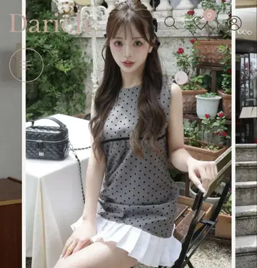 darich 다리치 플로키 도트 슬리브리스 미니 원피스