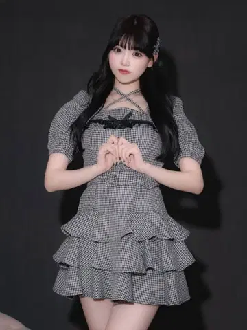 pium 티어드 프릴 미니 원피스