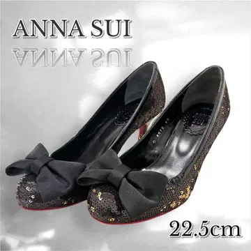 ANNA SUI 안나수이 펌프스 하이힐 22.5cm 블랙 리본 신발