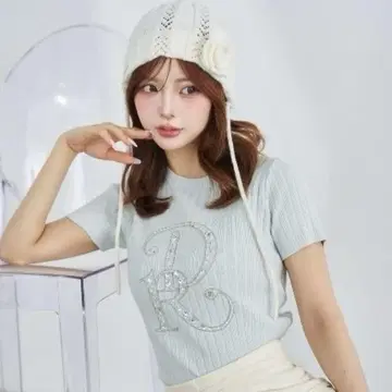 Darich 다리치 DR 비쥬 리브 니트탑 SAX 로고 스카이블루