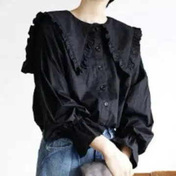 이자카마니아 스토어 빅 프릴 블라우스 블랙