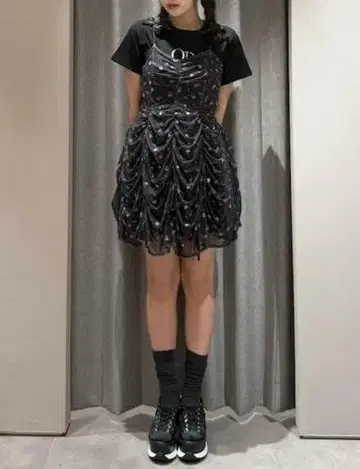 dazzlin 개더 리본 미니 원피스