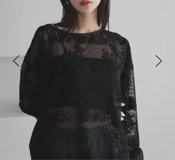 LOWRYS FARM 레이스 메쉬 셔츠 LS