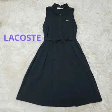 LACOSTE 라코스테 슬리브리스 폴로 원피스 리본 실버 로고