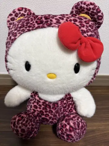 산리오 헬로키티 정글 키티 봉제 인형 레오파드 무늬 핑크 35cm
