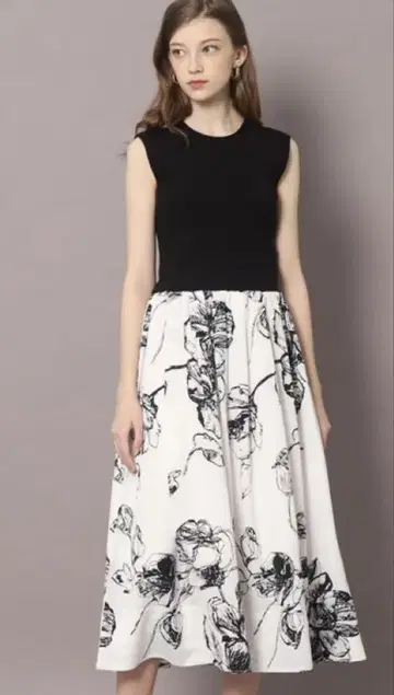 DRESSTERIOR 플라워 프린트 콤비 원피스