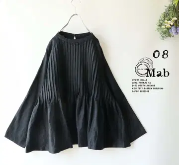 새상품 할인 08mab*블랙*핀턱 풀오버 블라우스 린넨 1004
