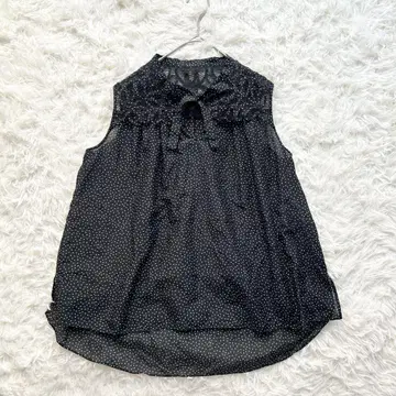 새상품급*ANAYI 아나이 도트 프린트 바텐 레이스 블라우스 38 실크
