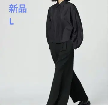 유니클로 C 감동 턱 와이드 팬츠 L 검정 블랙 미사용 새상품