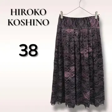 HIROKO KOSHINO 레이스 롱 스커트 블랙 38 사이즈