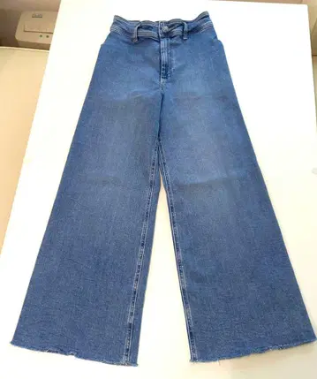 ZARA 자라 데님 와이드 배기 플레어 컷오프 프린지 밑단 36