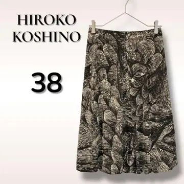 HIROKO KOSHINO 플레어 스커트 38 사이즈 벌룬 베이지 패턴