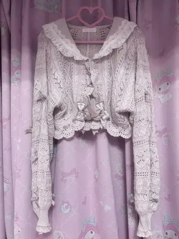 LIZLISA 크롭 리본 세일러 가디건 핑크