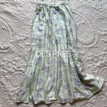 DES PRES 연두색 페이즐리 롱 스커트