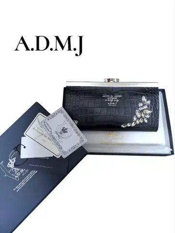 새상품 A.D.M.J 소가죽 크로커다일 패턴 가마구치 장지갑