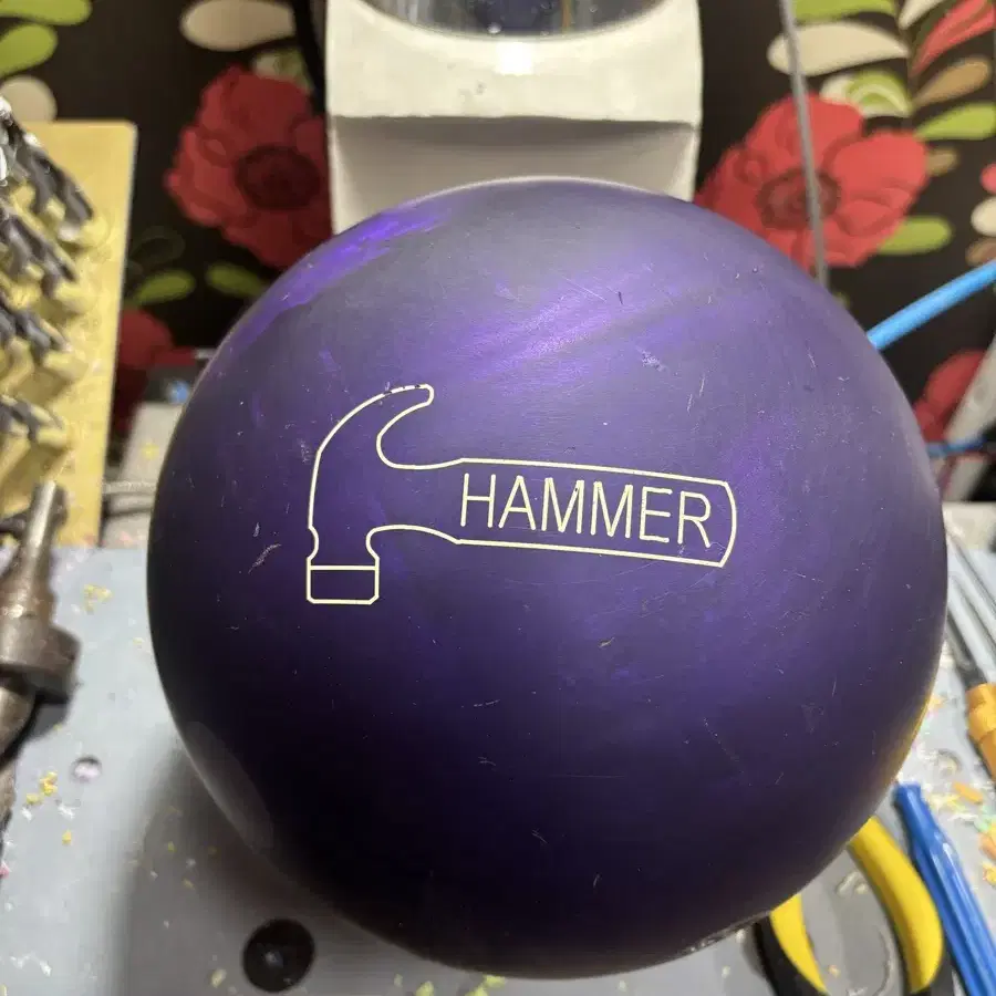 【N】ヘイターパール15ポンド H.J) Used Bowling Ball Hammer Purple Pearl Green Pin 15lb