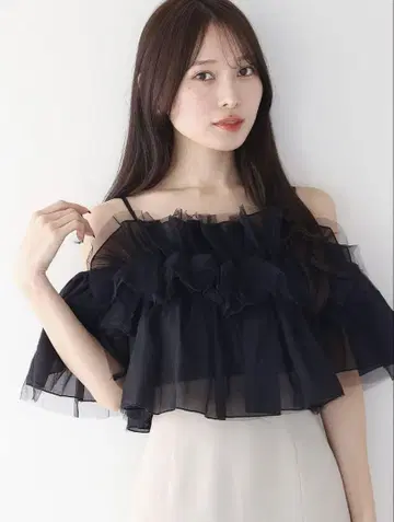 MERCURYDUO 튤 프릴 상의