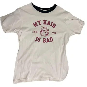 My Hair IS Bad 불독 칼리지 링거 티셔츠 M 사이즈
