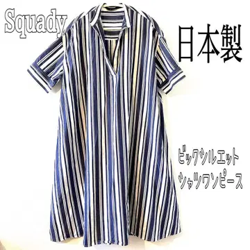 Squady 빅 실루엣 셔츠 원피스 일본제 스트라이프 스키퍼