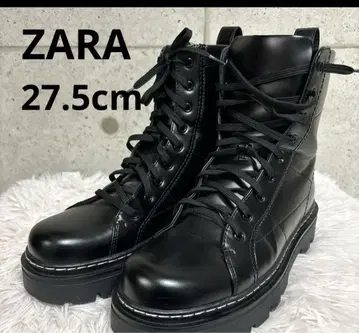 ZARA 레이스업 부츠 통굽 블랙 27.5cm 9홀