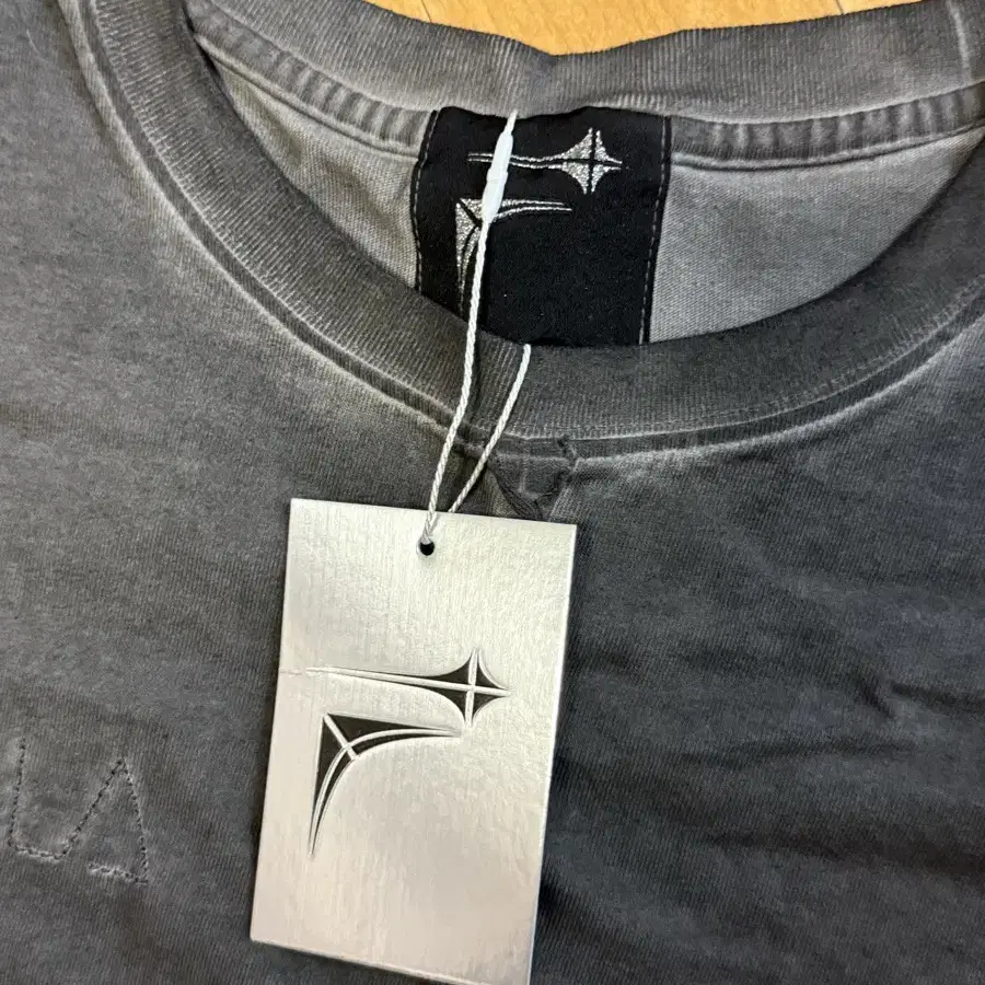 2] Thug Club x Fila Stitch Logo T-shirt Charcoal Gray New