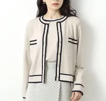 오파크 도트 클립 2025 바이컬러 골드 버튼 가디건