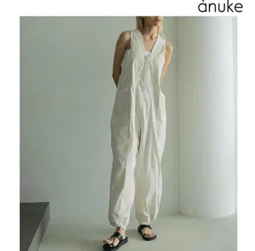 anuke Drawstring Vneck 콤비네종 아이보리