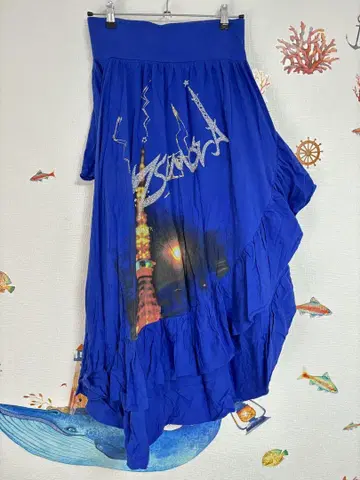 TSUMORI CHISATO 츠모리치사토 플레어 스커트 파랑