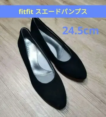 fitfit 블랙 스웨이드 스틸레토 플랫 슈즈