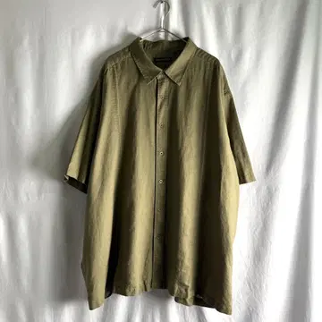 90년대 STRUCTURE 빅 사이즈 린넨 셔츠 4XL 카키