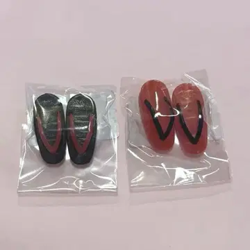 리카짱 캐슬 일본 나막신 조리 빨간색 블랙 2개 세트