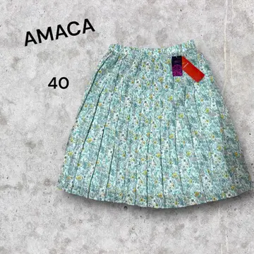 [새상품급] AMACA 아마카 택 포함 리버티 꽃무늬 플리츠 스커트 40