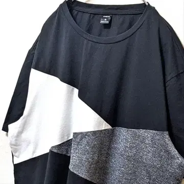 쉬인 배색 티셔츠 블랙 검정 XL 구제 의류