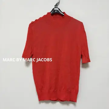 MARC BY MARC JACOBS 로고 버튼 시어 반팔 썸머 니트 M