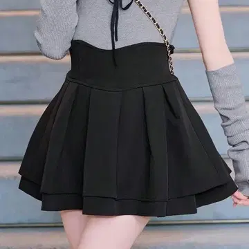 michellMacaron 슬림 레그 스커트 이너 팬츠 포함 BLACK