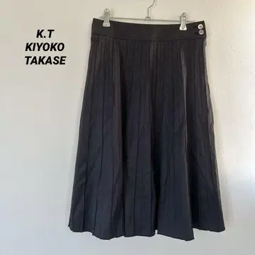 케이티 키요코 타카세 블랙 플리츠 무릎 기장 스커트 허리 버튼 11호