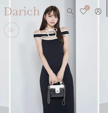 Darich 파이핑 컷 리본 롱 원피스
