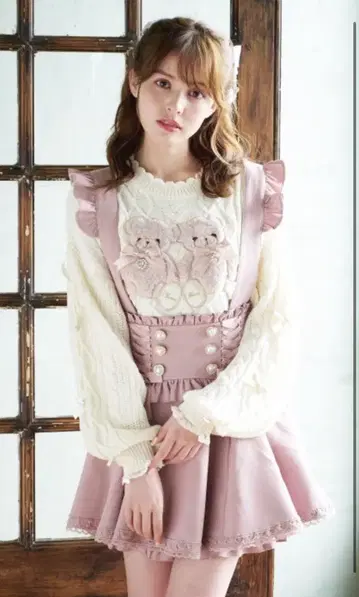 LIZLISA 레이스업 서스펜더가 달린 치마바지