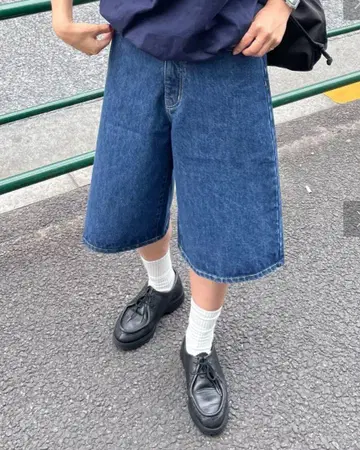 하프 데님 팬츠