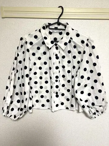 ZARA 도트 무늬 크롭 셔츠 L 사이즈