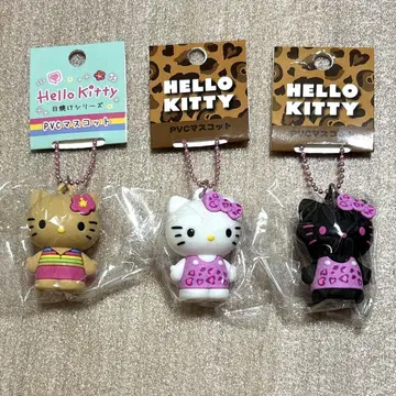 헬로키티 일광화상 시리즈 PVC 마스코트 레오파드 무늬 블랙핑크 핑크