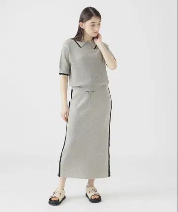 BEAMS 빔즈 부클레 니트 피케 셔츠 스커트 셋업