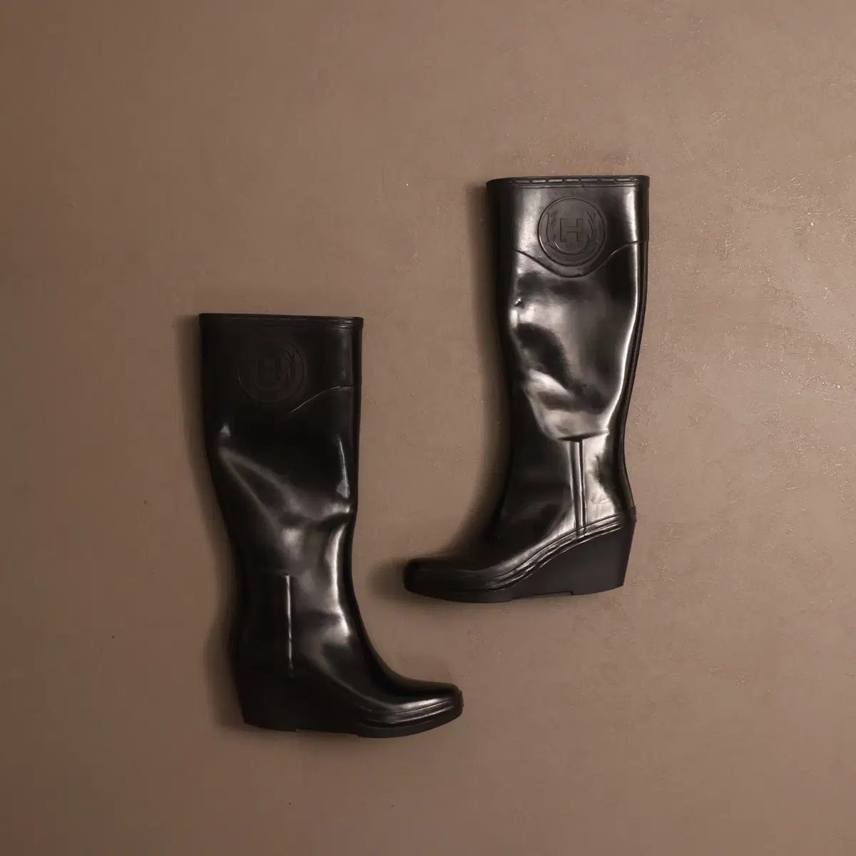 HUNTER 헌터 Hunter Champery Wedge Rain Boots Black 245mm A635