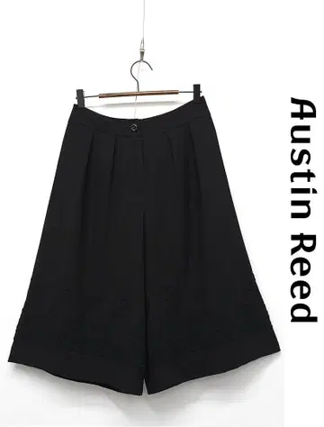 P401/Austin Reed 하프 와이드 팬츠 2턱 자수 40 블랙